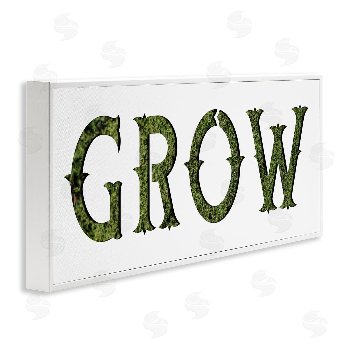 Stupell Studio Grow Phrase Minimal Text over Grass Pattern