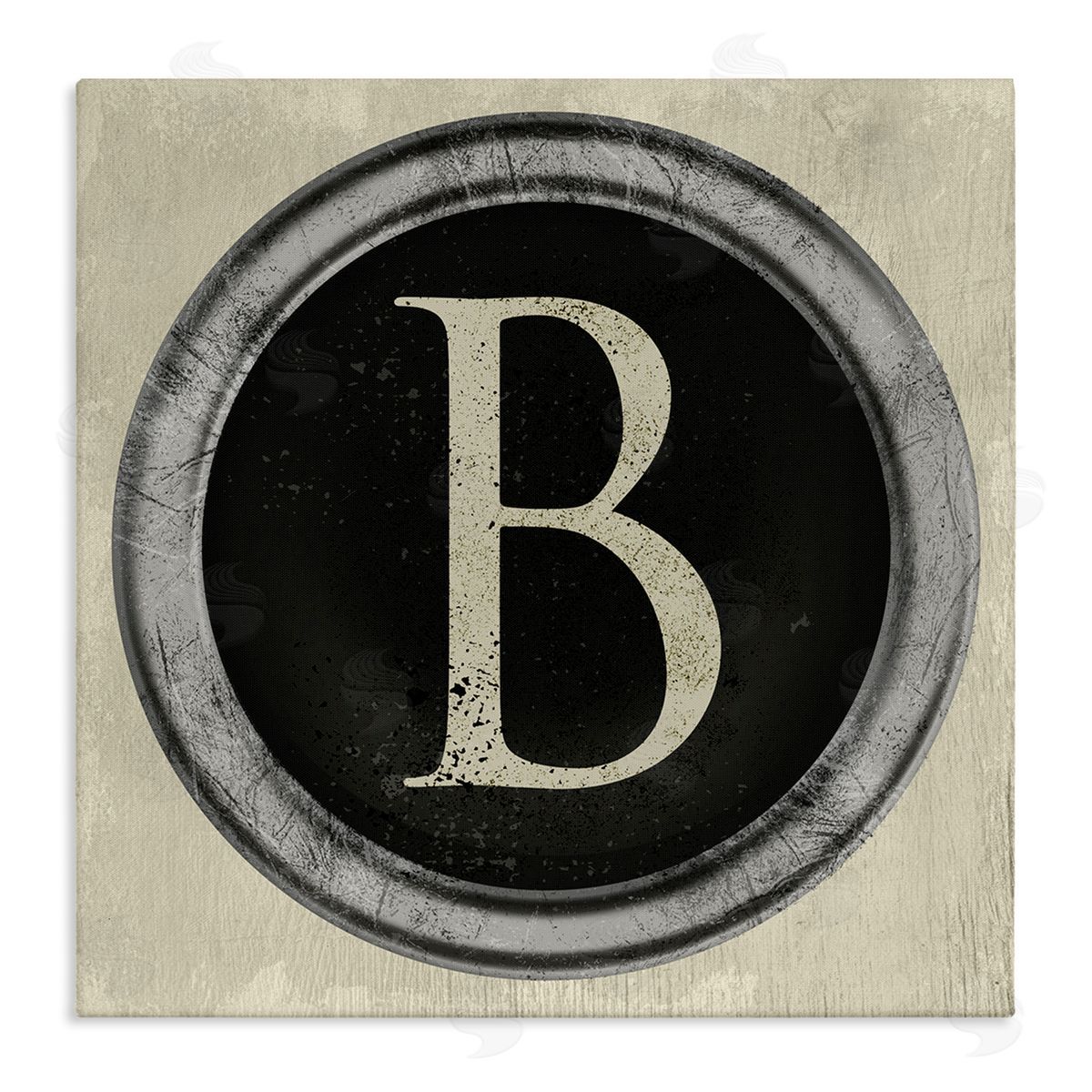 Stupell Studio Letter B Initial Vintage Typewriter Key Shape Stretched Canvas Wall Art Print