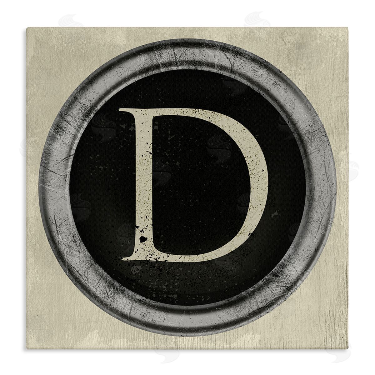 Stupell Studio Letter D Initial Vintage Typewriter Key Shape Stretched Canvas Wall Art Print
