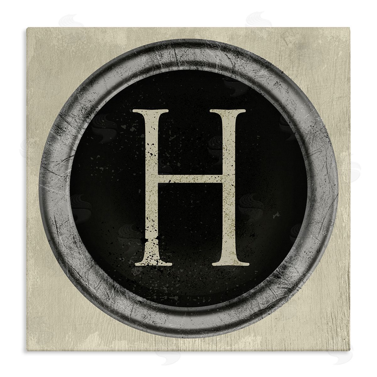 Stupell Studio Letter H Initial Typewriter Key Vintage Shape Stretched Canvas Wall Art Print