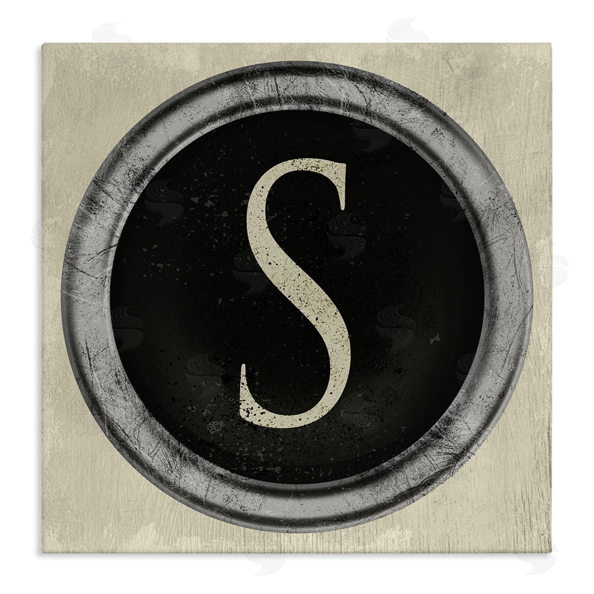 Stupell Studio Letter S Initial Vintage Typewriter Key Shape Stretched Canvas Wall Art Print