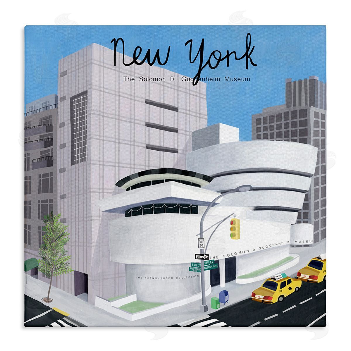 Carla Daly New York Famous Museum Landmark Modern Architecture Stretched Canvas Wall Art Print