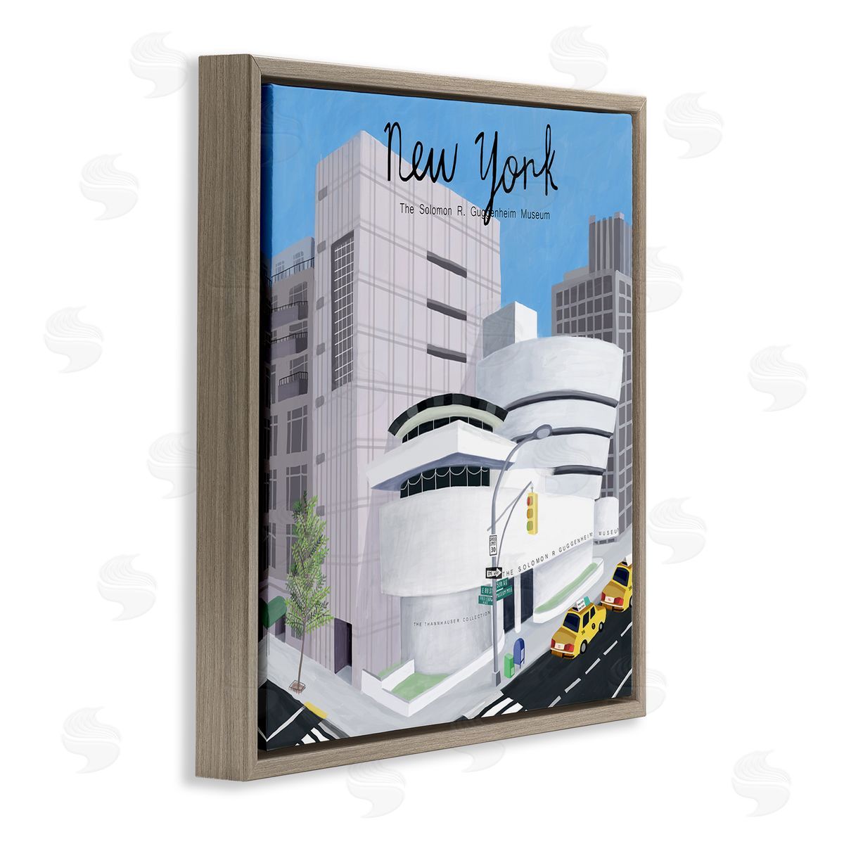 Carla Daly New York Famous Museum Landmark Modern Architecture Brown Floating Frame Canvas Wall Art Print
