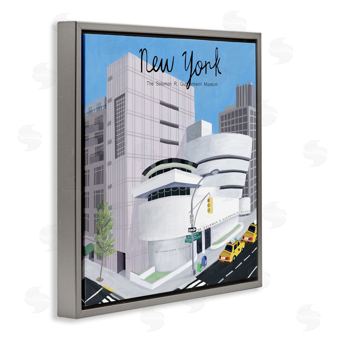 Carla Daly New York Famous Museum Landmark Modern Architecture Gray Floating Frame Canvas Wall Art Print
