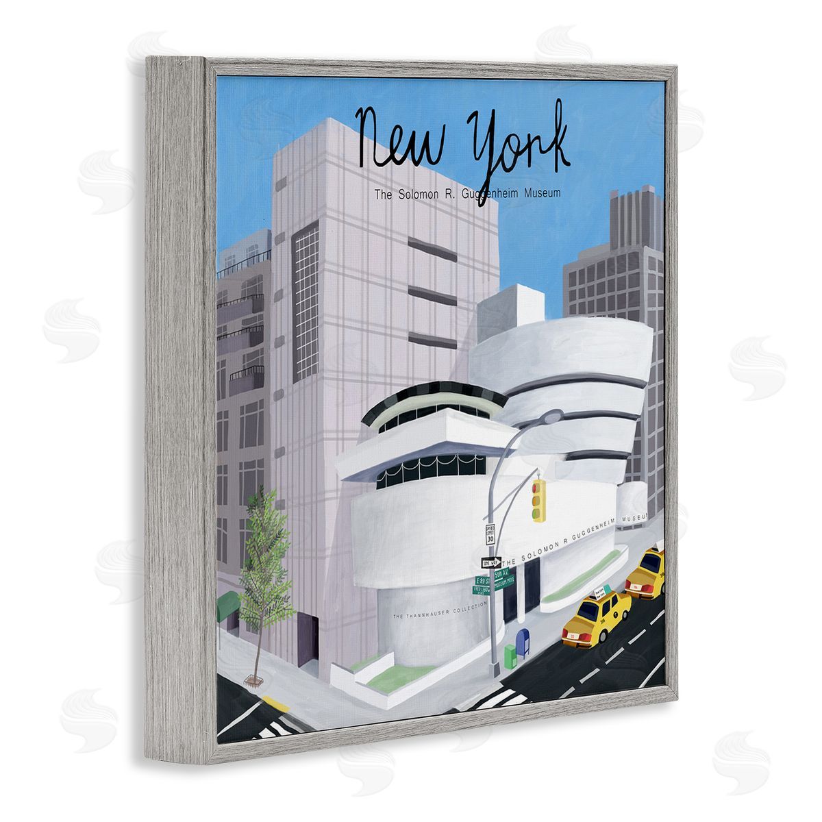 Carla Daly New York Famous Museum Landmark Modern Architecture Gray Framed Glicee Wall Art Print