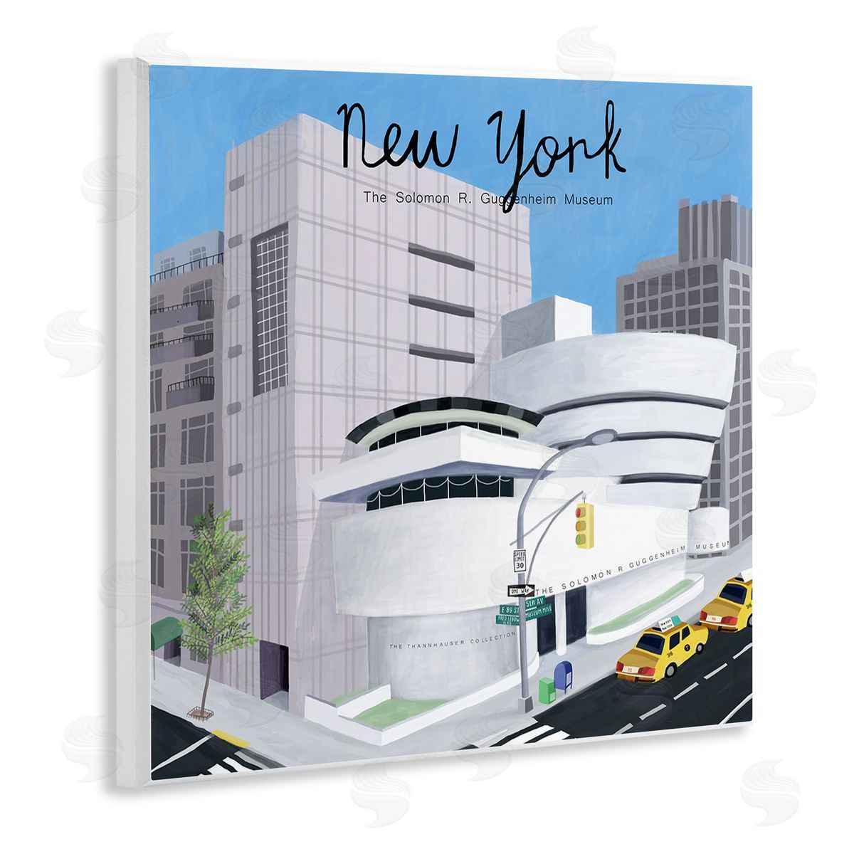 Carla Daly New York Famous Museum Landmark Modern Architecture Wooden Wall Plaque Art Print