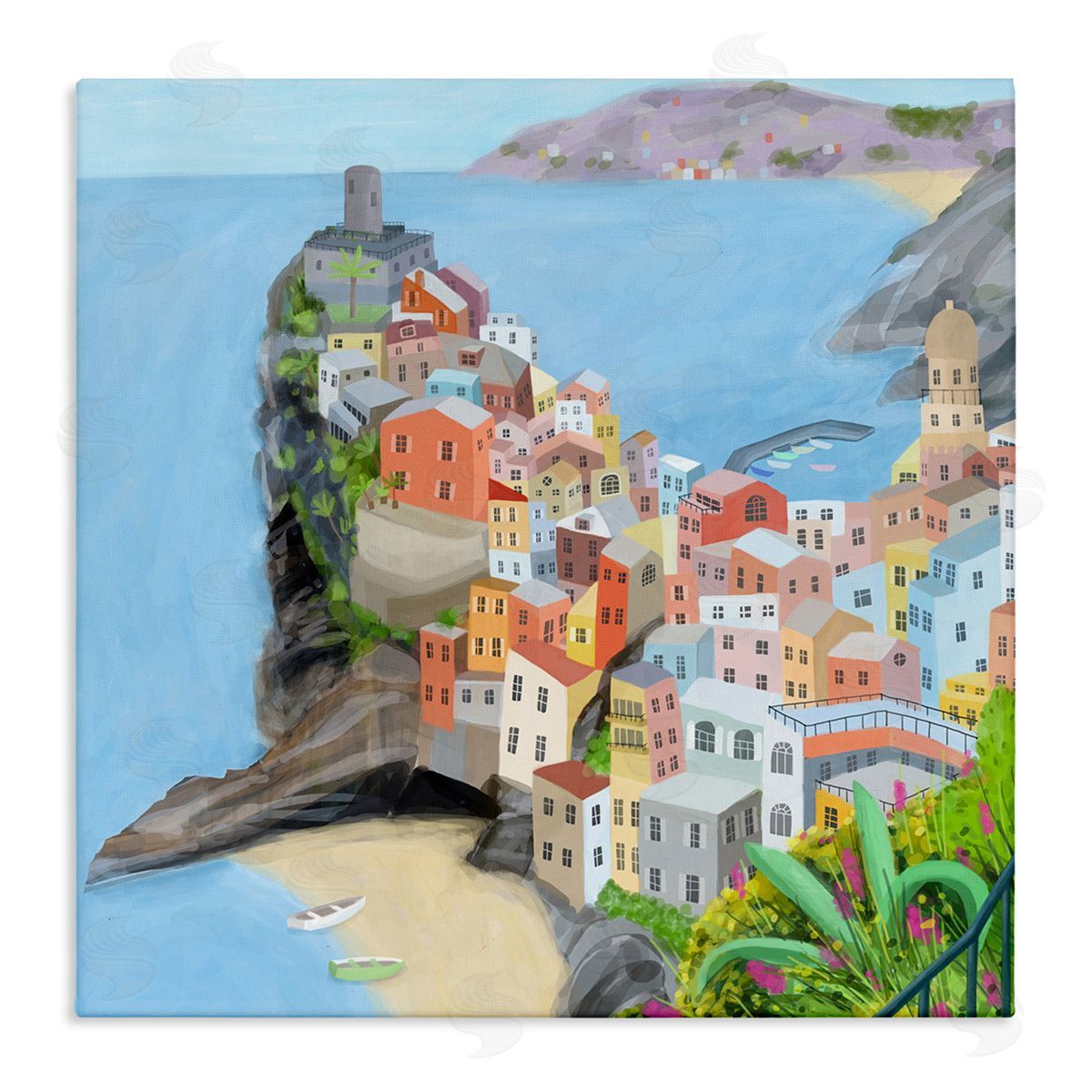 Carla Daly Cinque Terre Coastal City Architecture Italian Landmark Stretched Canvas Wall Art Print