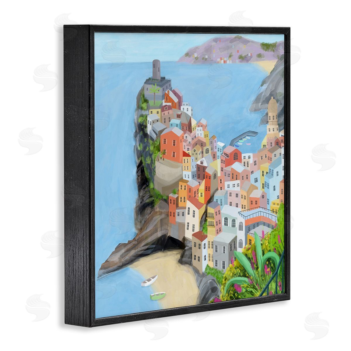 Carla Daly Cinque Terre Coastal City Architecture Italian Landmark Black Framed Glicee Wall Art Print