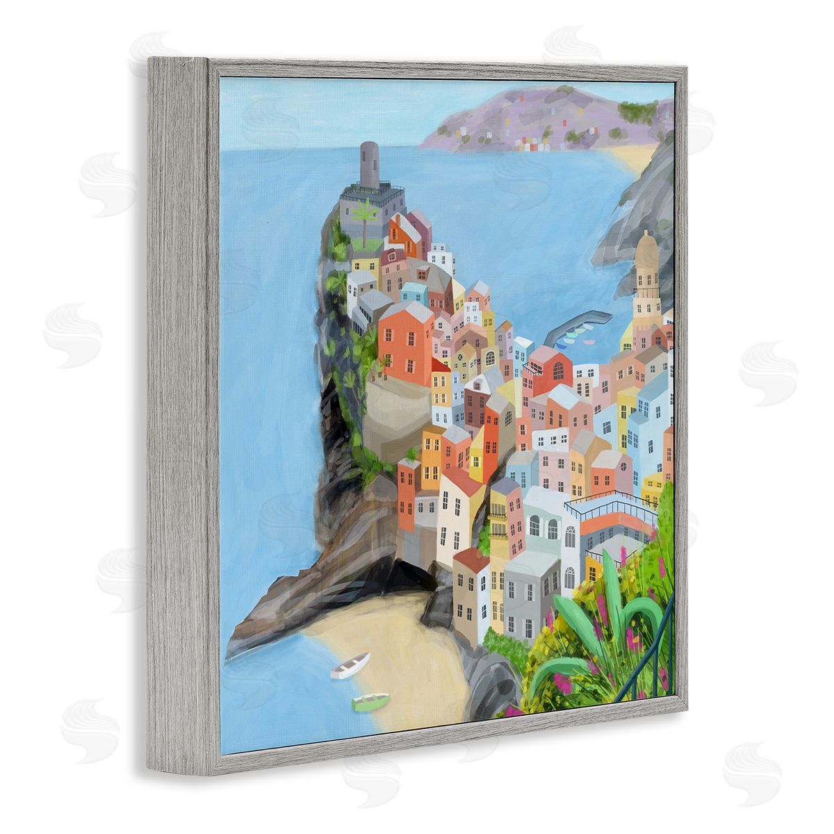 Carla Daly Cinque Terre Coastal City Architecture Italian Landmark Gray Framed Glicee Wall Art Print