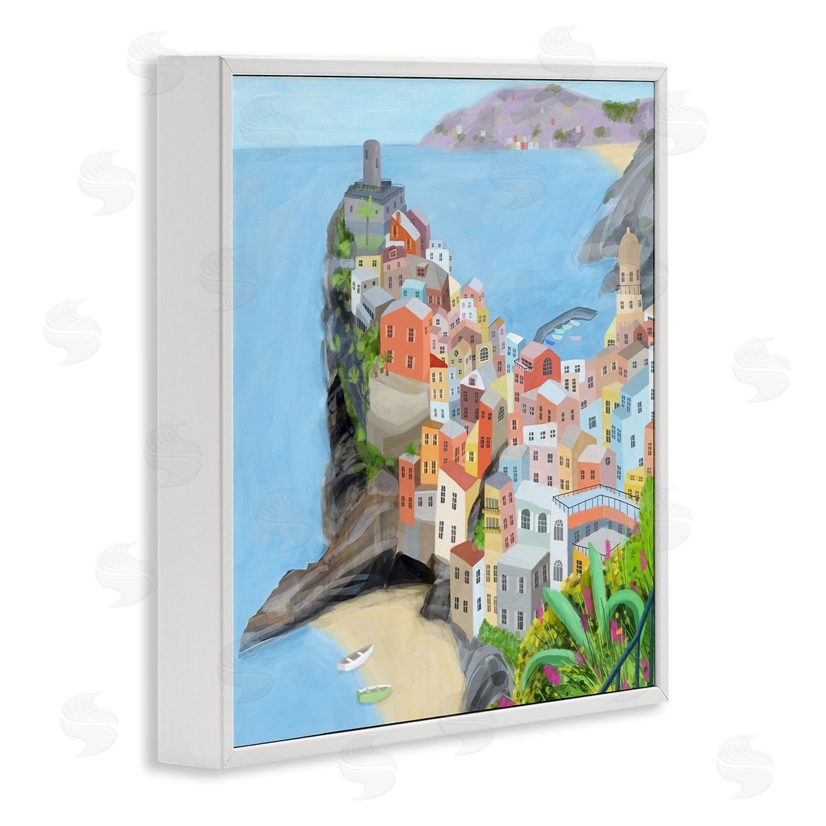 Carla Daly Cinque Terre Coastal City Architecture Italian Landmark White Framed Glicee Wall Art Print