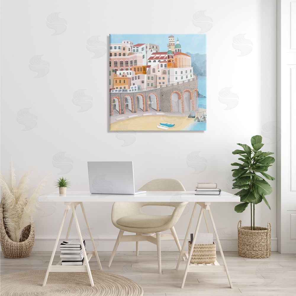 Carla Daly Atrani Architecture Seaside Italian City Buildings Canvas Wall Art in Room