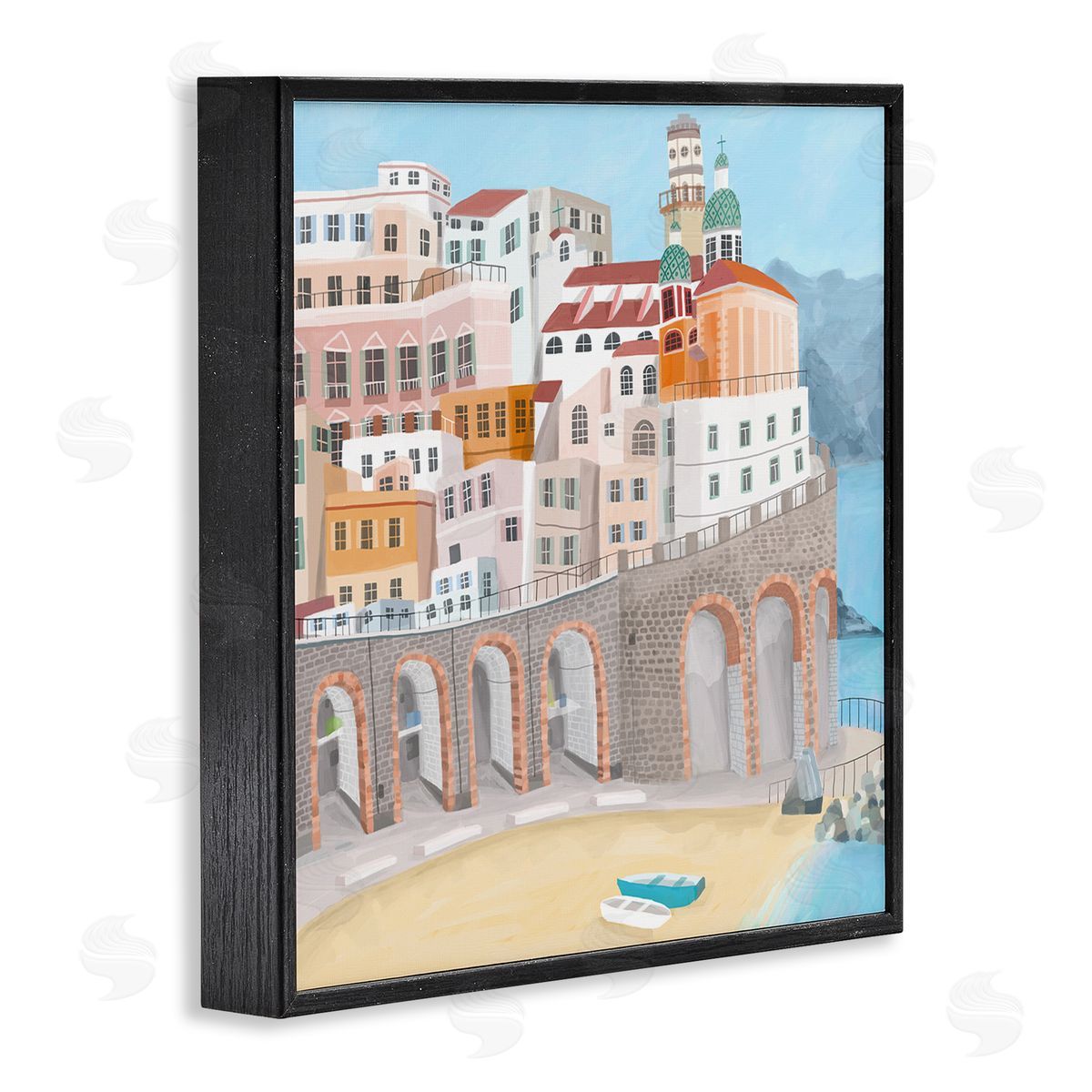 Carla Daly Atrani Architecture Seaside Italian City Buildings Black Framed Glicee Wall Art Print