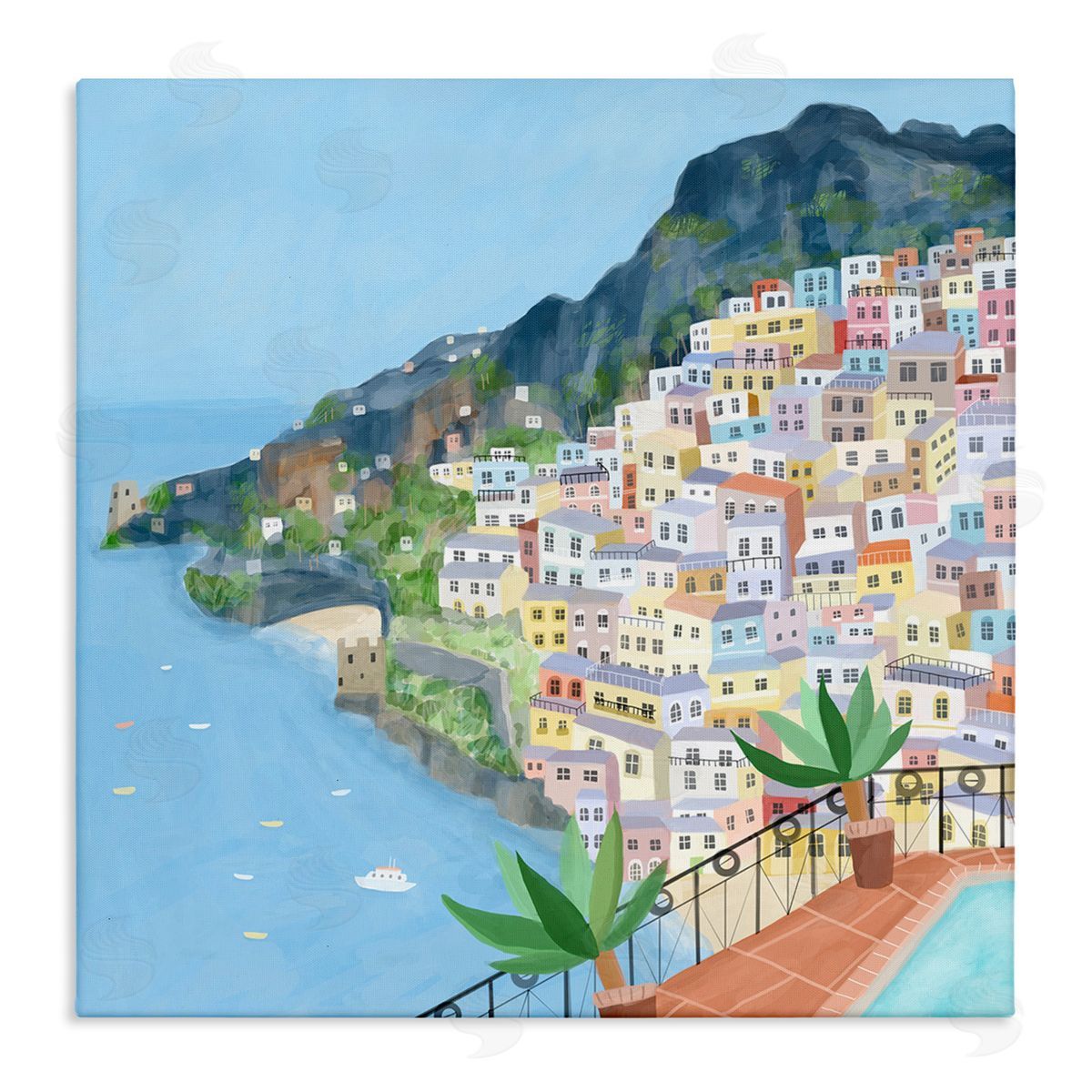 Carla Daly Positano Cliffside Coastal City Architecture Italian Buildings Stretched Canvas Wall Art Print