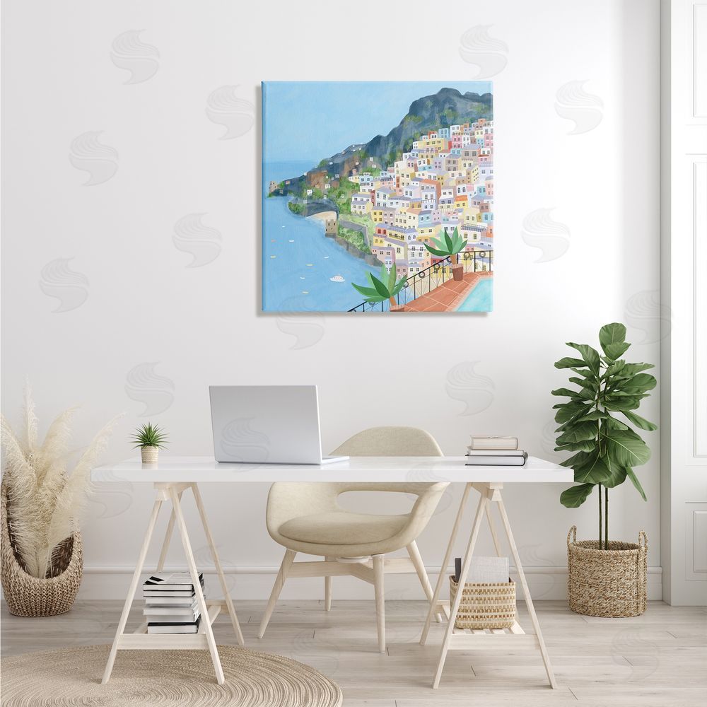 Carla Daly Positano Cliffside Coastal City Architecture Italian Buildings Canvas Wall Art in Room