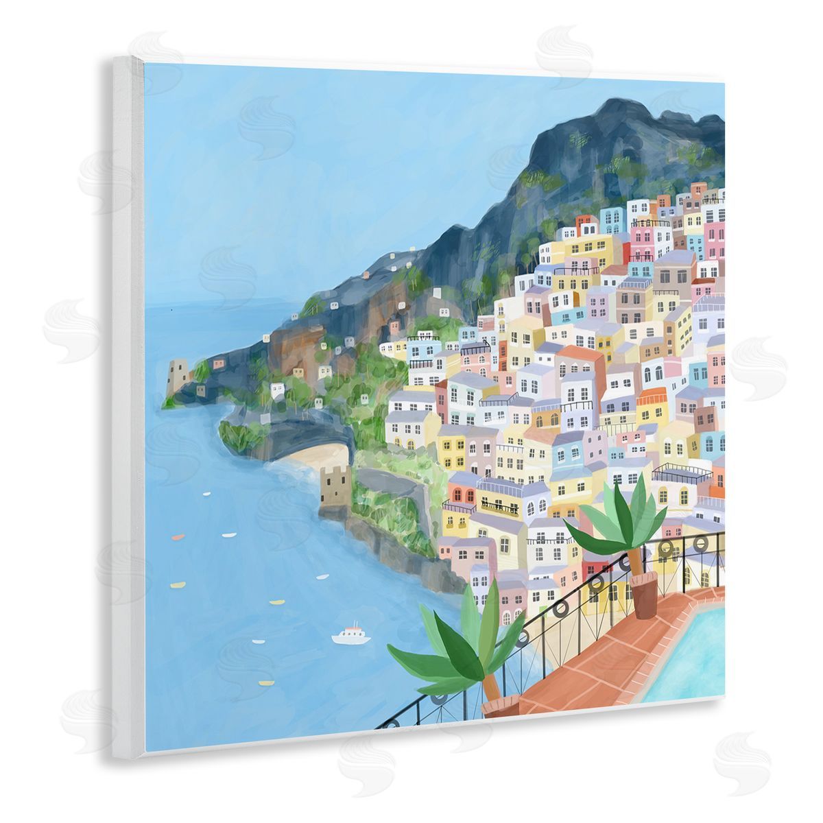 Carla Daly Positano Cliffside Coastal City Architecture Italian Buildings Wooden Wall Plaque Art Print