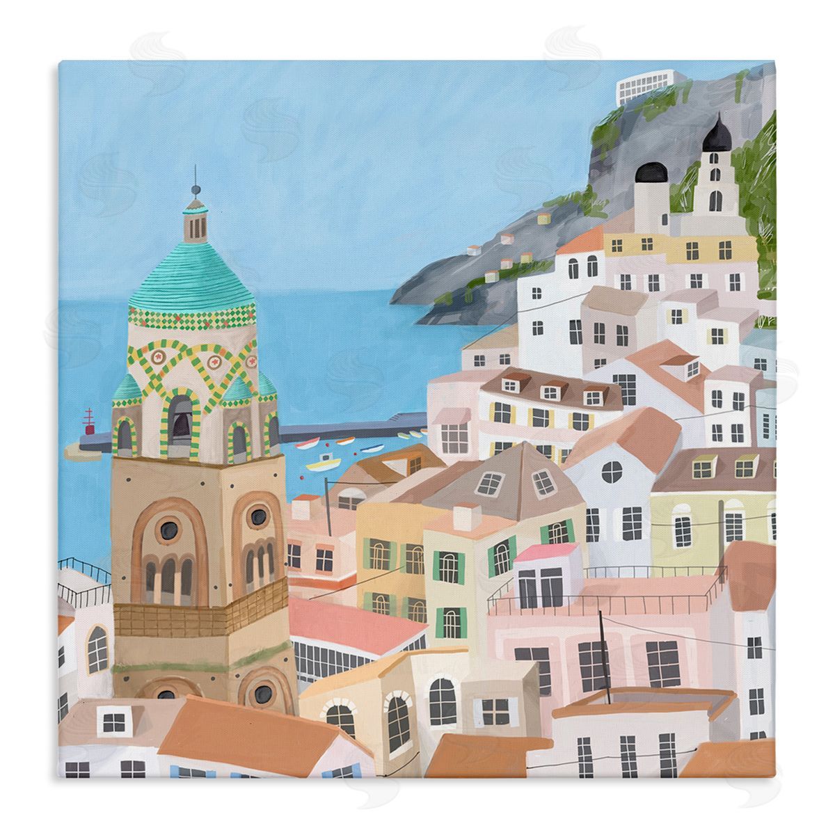 Carla Daly Amalfi Traditional Italian Architecture Coastal Cliffside Cityscape Stretched Canvas Wall Art Print