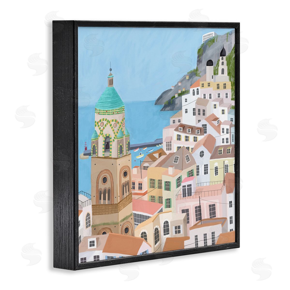 Carla Daly Amalfi Traditional Italian Architecture Coastal Cliffside Cityscape Black Framed Glicee Wall Art Print