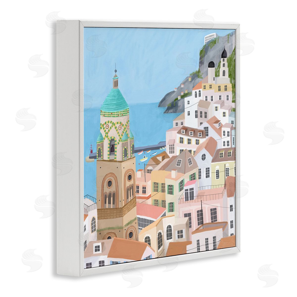 Carla Daly Amalfi Traditional Italian Architecture Coastal Cliffside Cityscape White Framed Glicee Wall Art Print