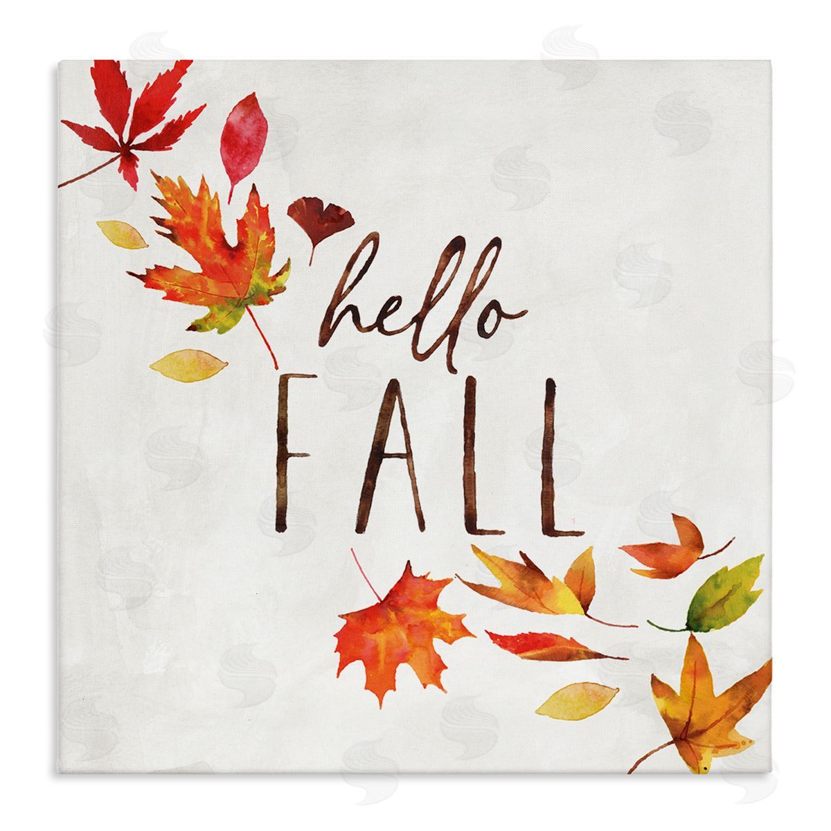Nina Pierce Hello Fall Autumn Tree Leaves Seasonal Statement Stretched Canvas Wall Art Print