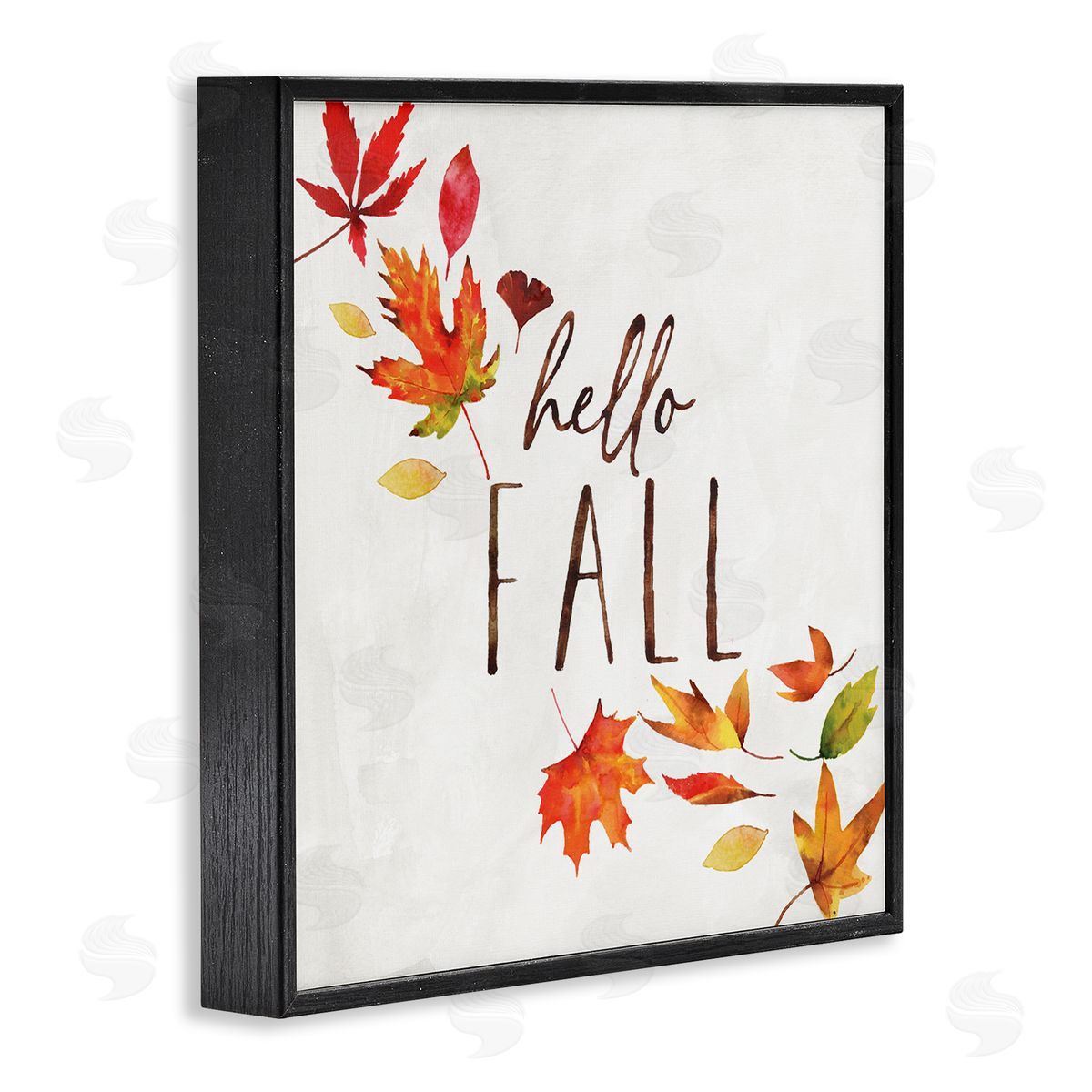 Nina Pierce Hello Fall Autumn Tree Leaves Seasonal Statement Black Framed Glicee Wall Art Print