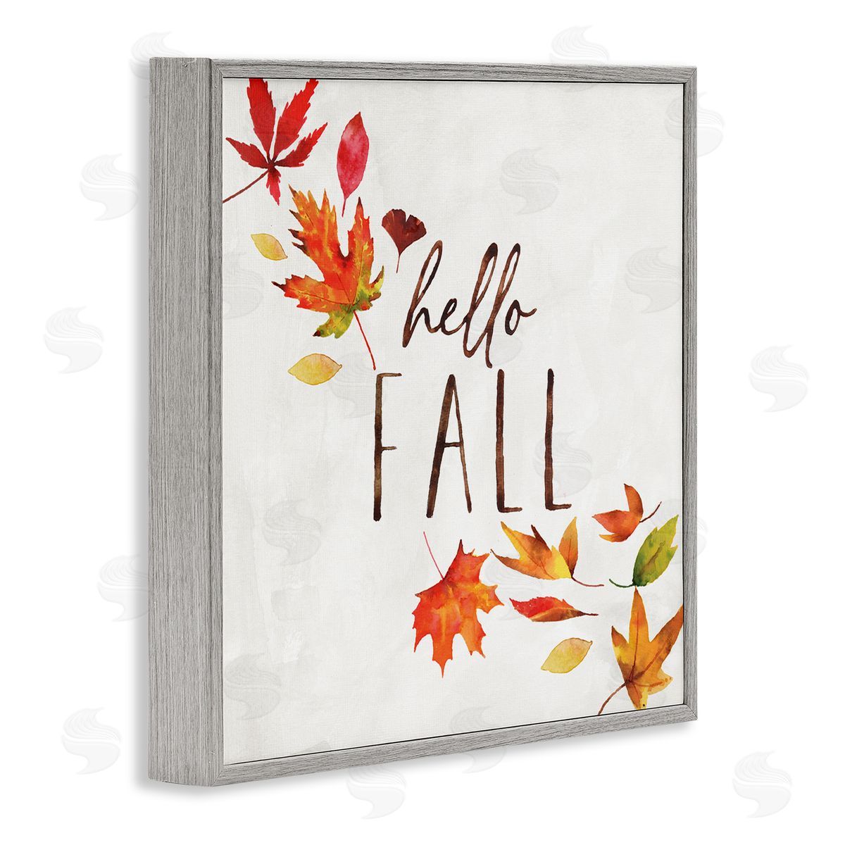 Nina Pierce Hello Fall Autumn Tree Leaves Seasonal Statement Gray Framed Glicee Wall Art Print