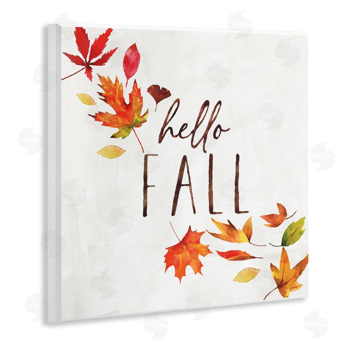 Nina Pierce Hello Fall Autumn Tree Leaves Seasonal Statement Wooden Wall Plaque Art Print