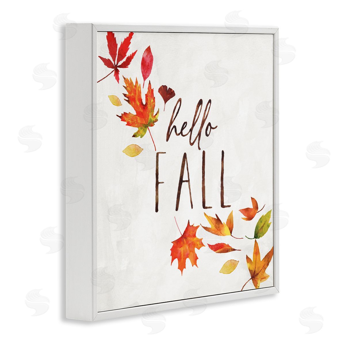 Nina Pierce Hello Fall Autumn Tree Leaves Seasonal Statement White Framed Glicee Wall Art Print