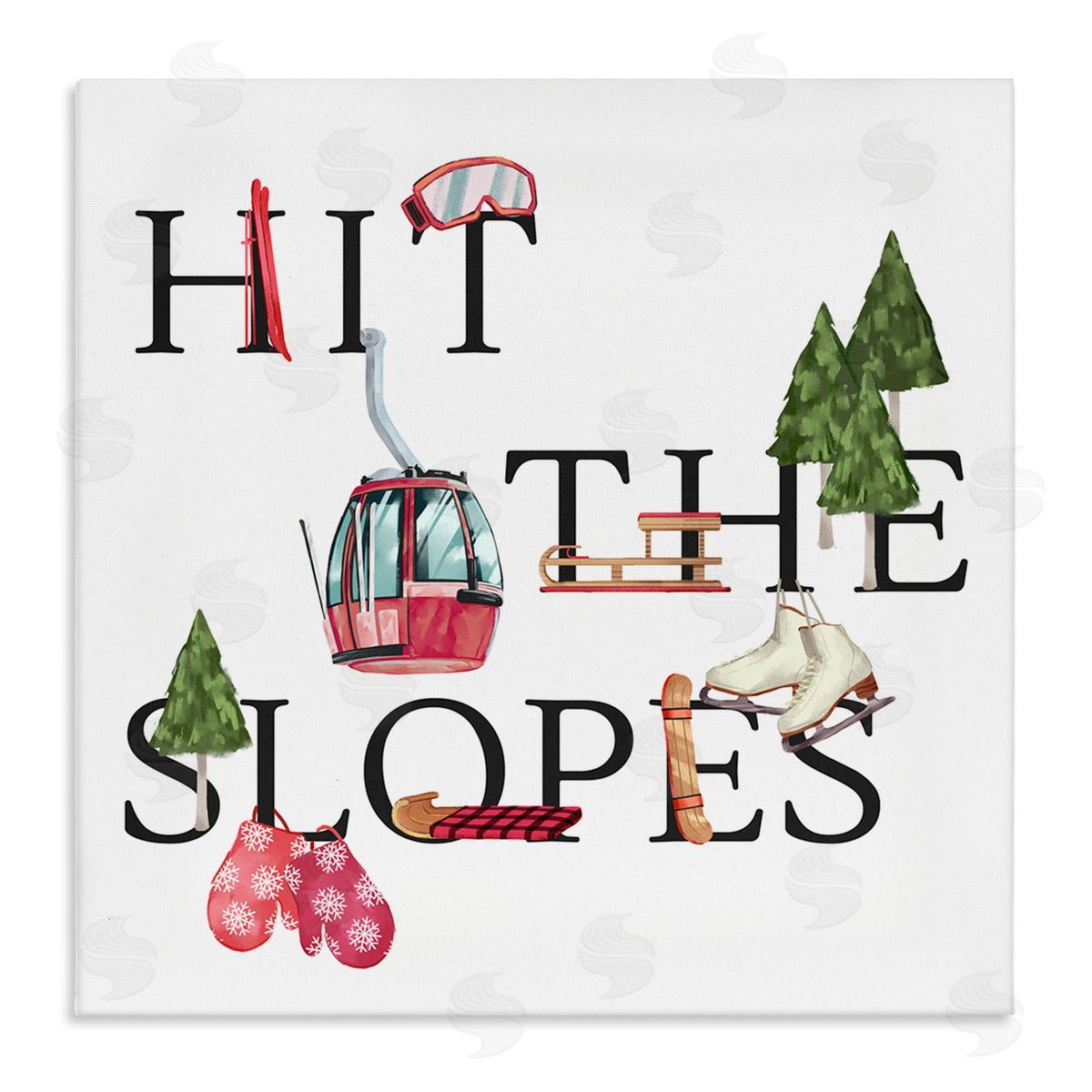 Ziwei Li Hit the Slopes Phrase Winter Sports Motivational Stretched Canvas Wall Art Print