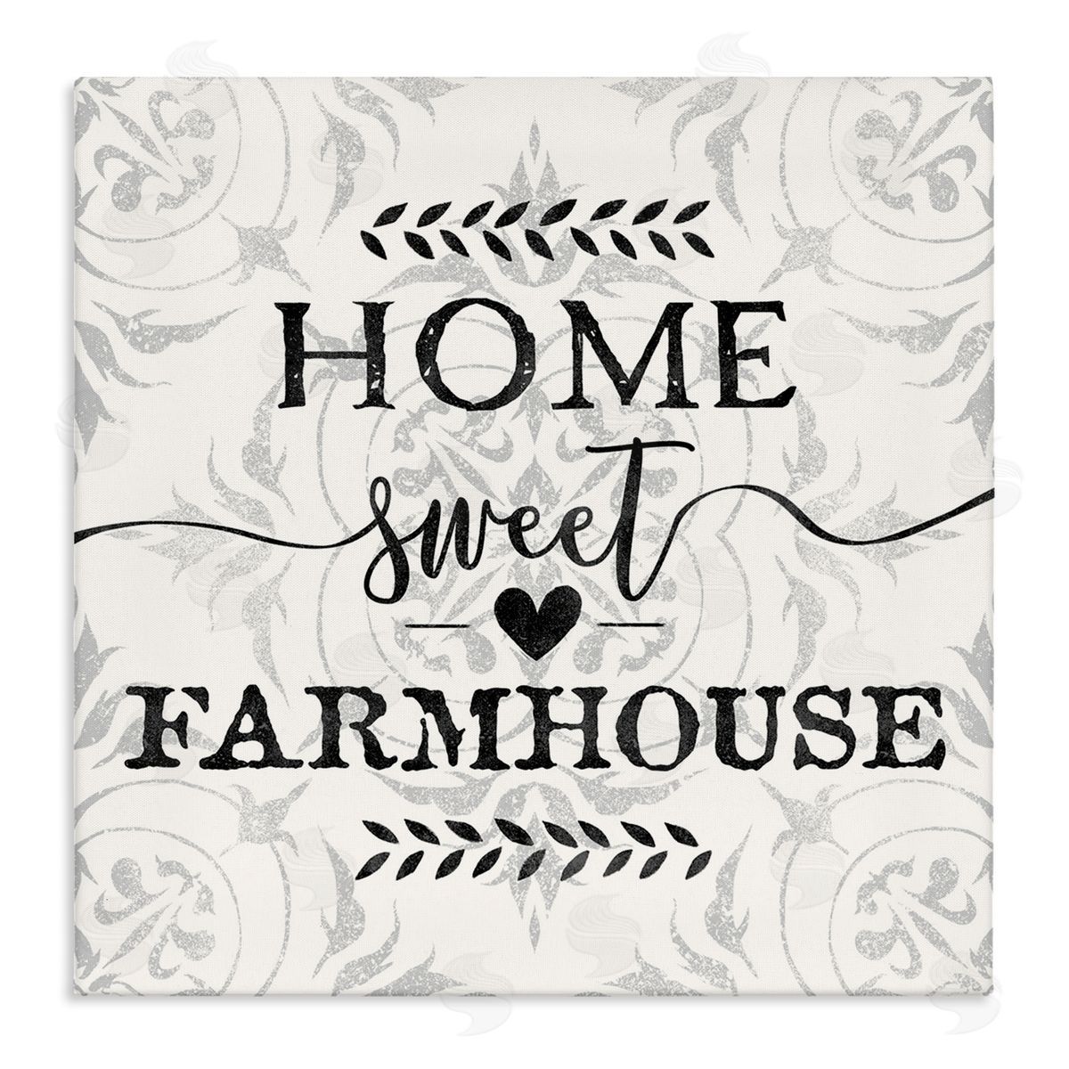 Ziwei Li Home Sweet Farmhouse Soft Sentiment Damask Pattern Stretched Canvas Wall Art Print