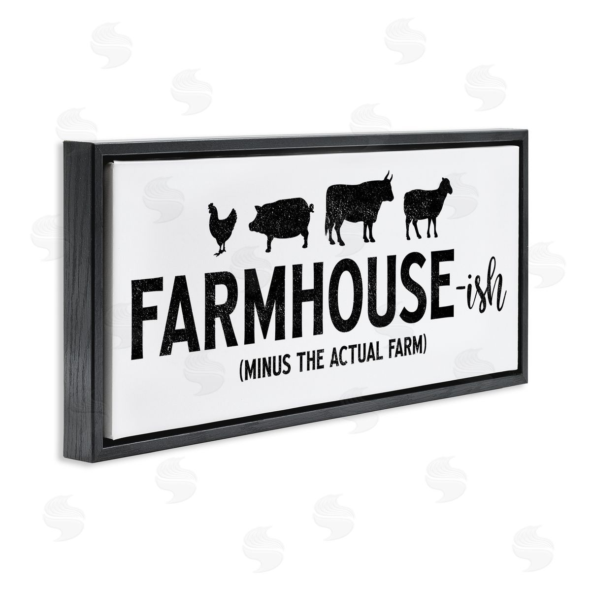 Farmhouse-ish Funny Country Phrase Black Floating Frame Canvas Wall Art, Home Decor by JJ Design House LLC