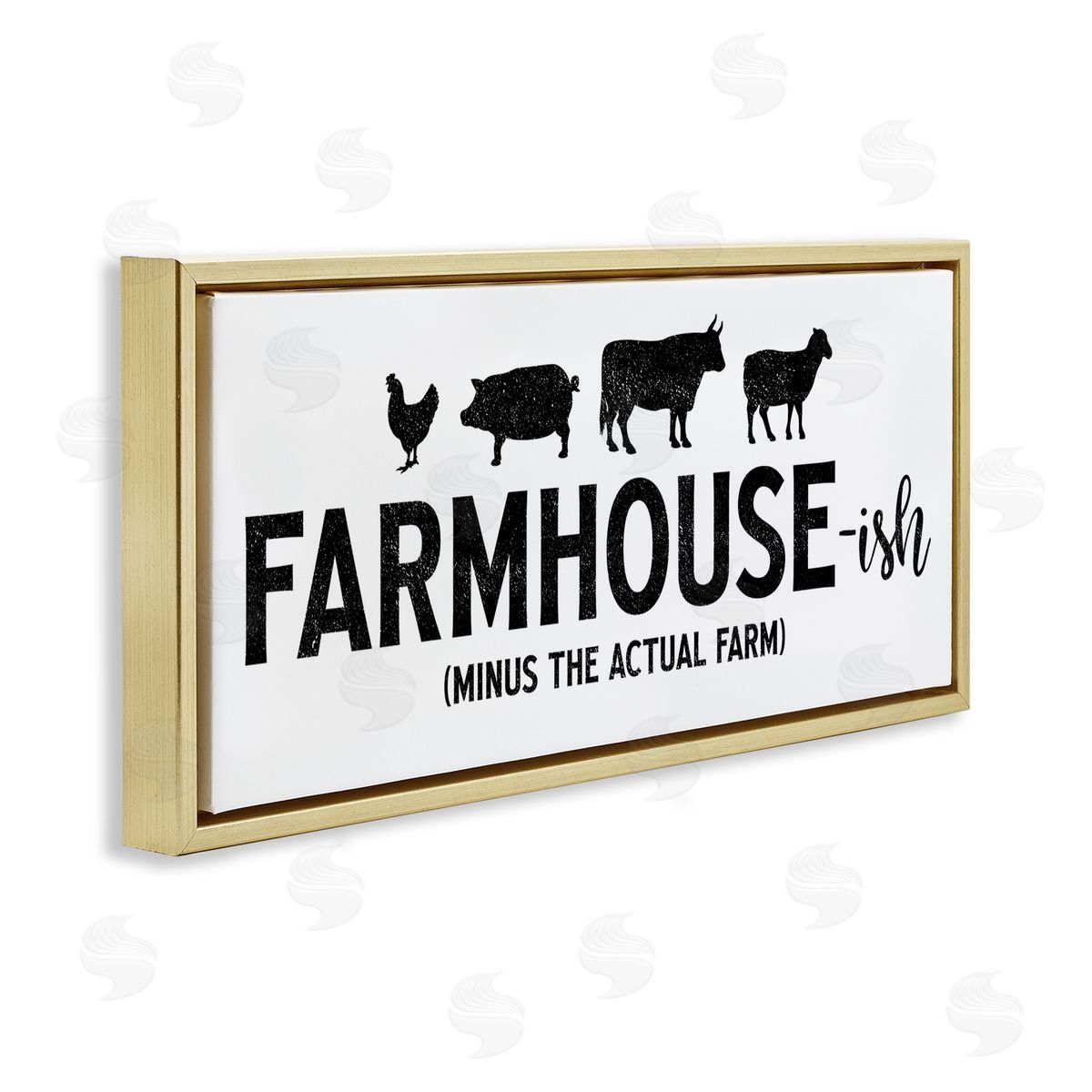 Farmhouse-ish Funny Country Phrase Gold Floating Frame Canvas Wall Art, Home Decor by JJ Design House LLC