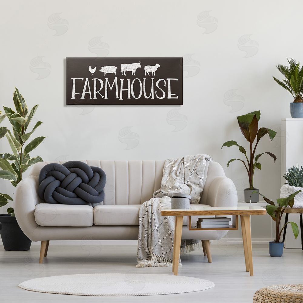 JJ Design House LLC Farmhouse Animals Sign Black White Pig Cow Chicken