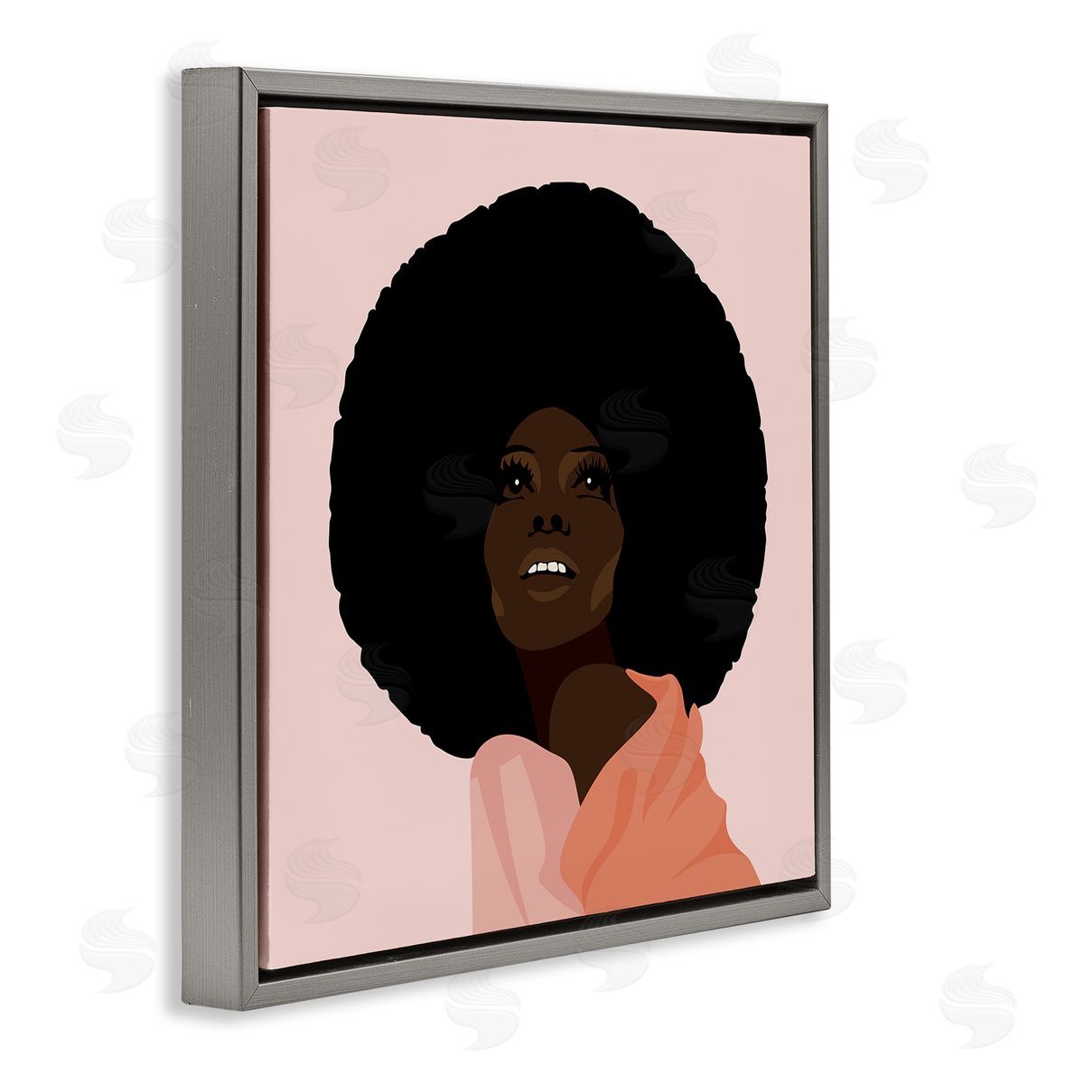 Jennifer Ellory African American Woman Wearing Pink Glam Fashion Gray Floating Frame Canvas Wall Art Print