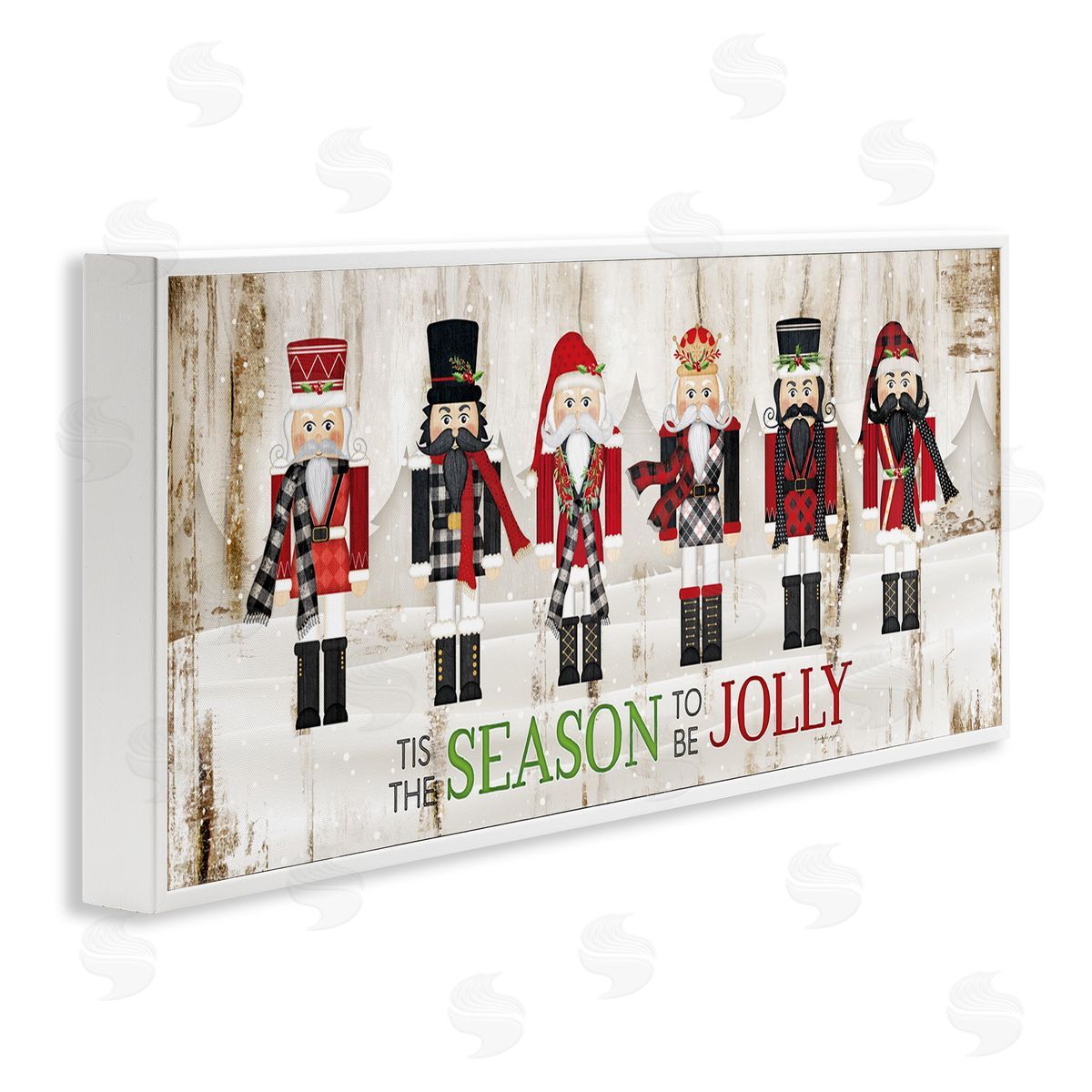 Festive Phrase Winter Nutcrackers White Frame Print Wall Art, Home Decor by Jennifer Pugh