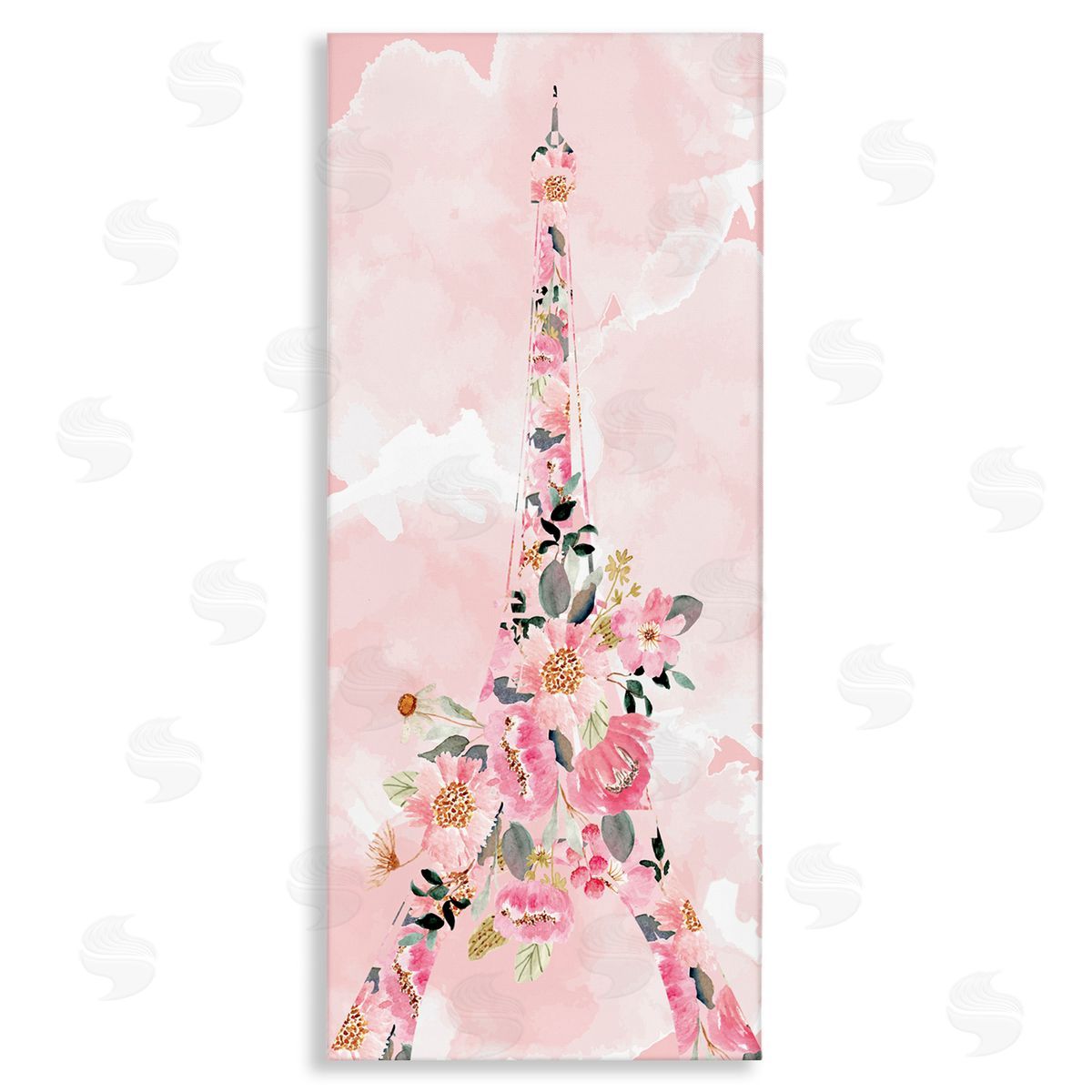 Floral Pattern Eiffel Tower Canvas Wall Art, Home Decor by Kim Allen