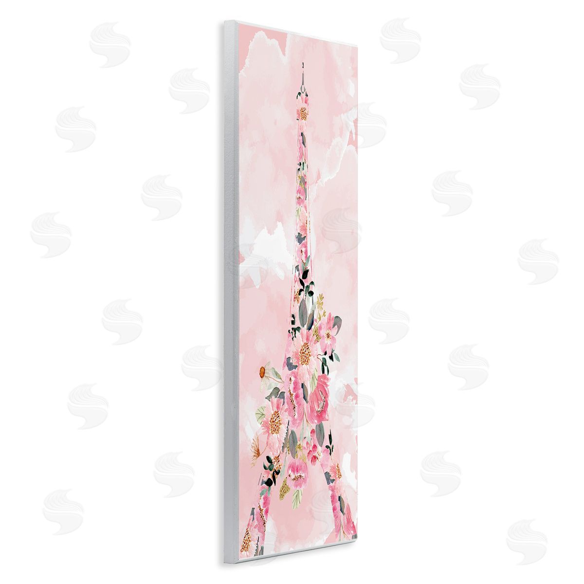 Floral Pattern Eiffel Tower Wood Plaque Wall Art, Home Decor by Kim Allen