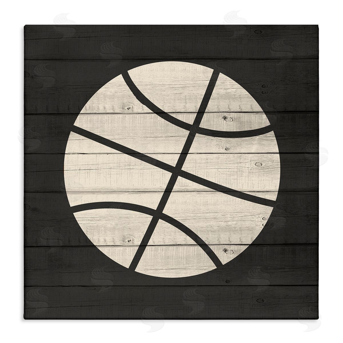 Kim Allen Basketball Shape Rustic Sports Country Pattern  Stretched Canvas Wall Art Print