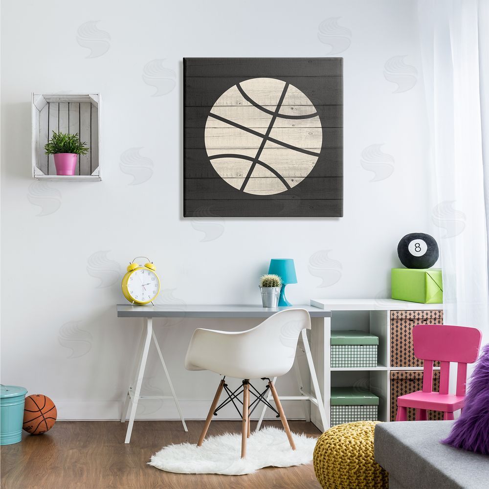 Kim Allen Basketball Shape Rustic Sports Country Pattern  Canvas Wall Art in Room
