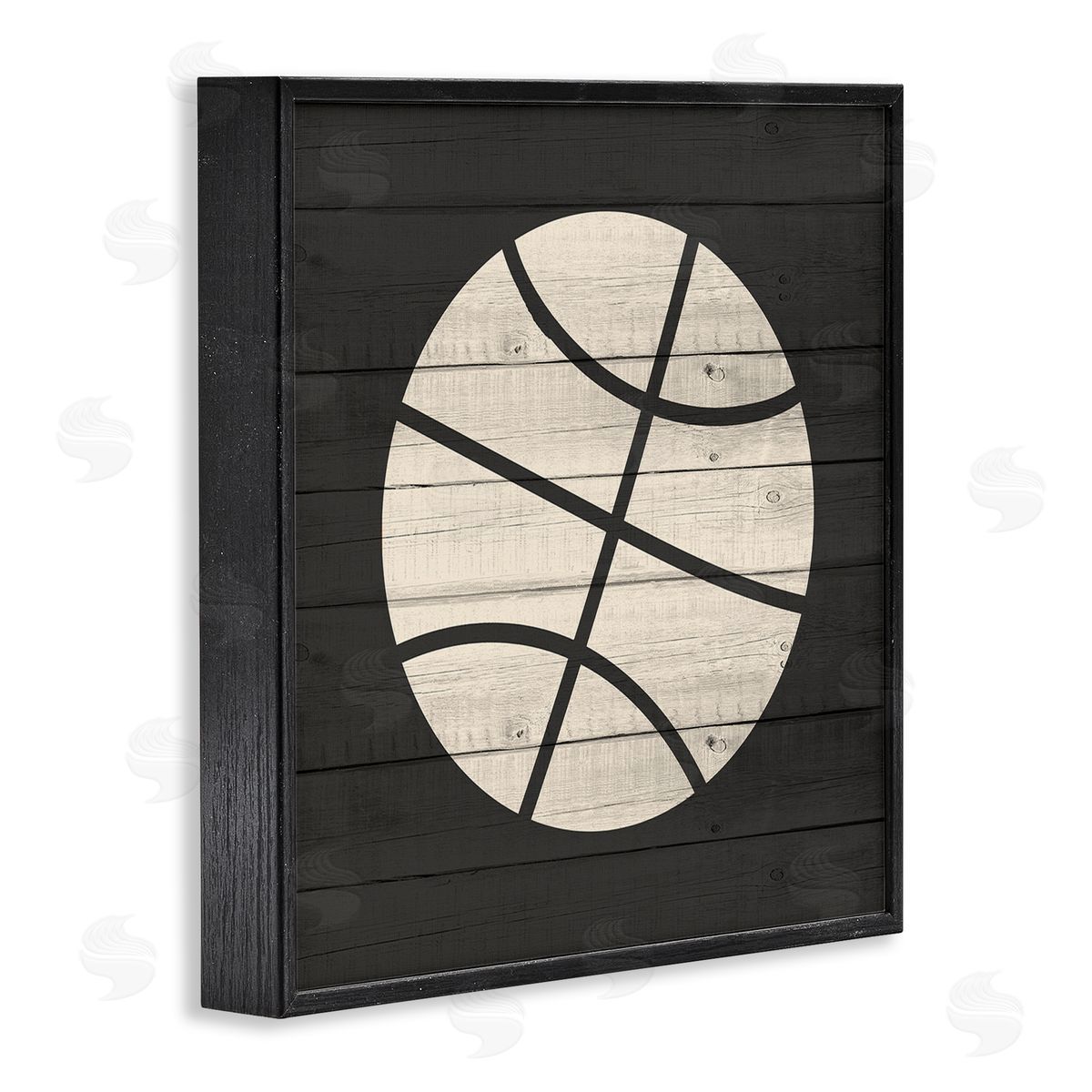 Kim Allen Basketball Shape Rustic Sports Country Pattern  Black Framed Glicee Wall Art Print