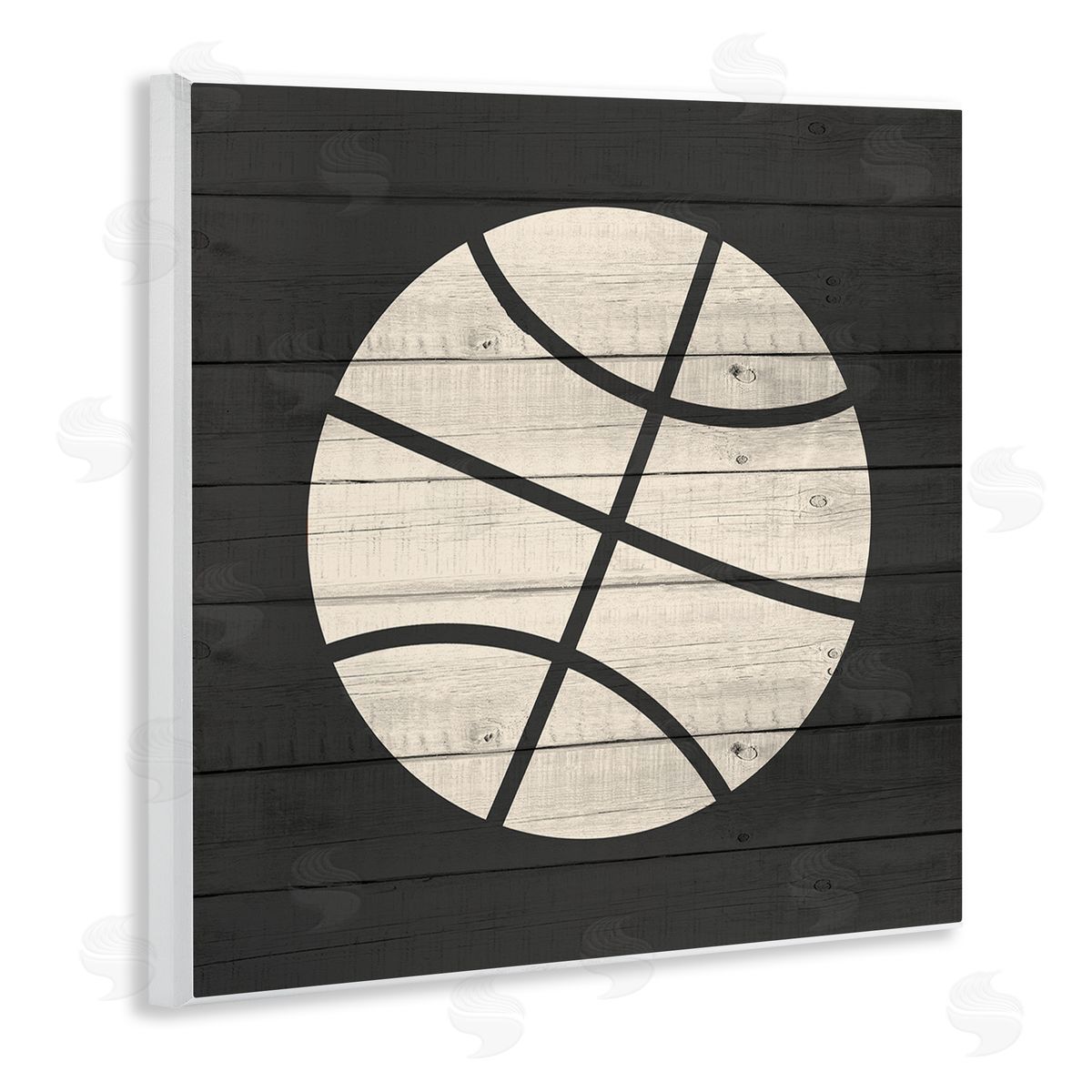 Kim Allen Basketball Shape Rustic Sports Country Pattern  Wooden Wall Plaque Art Print