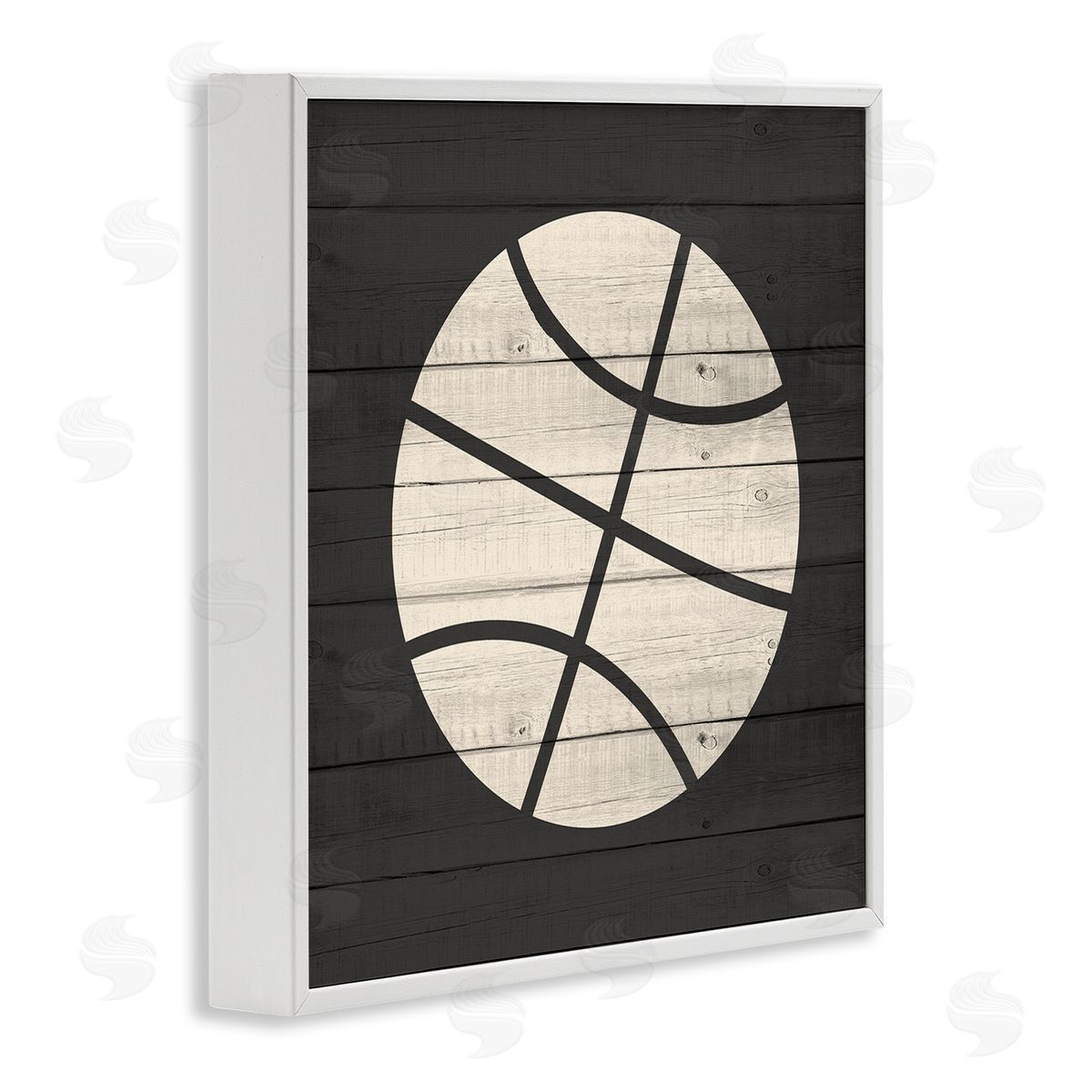 Kim Allen Basketball Shape Rustic Sports Country Pattern  White Framed Glicee Wall Art Print