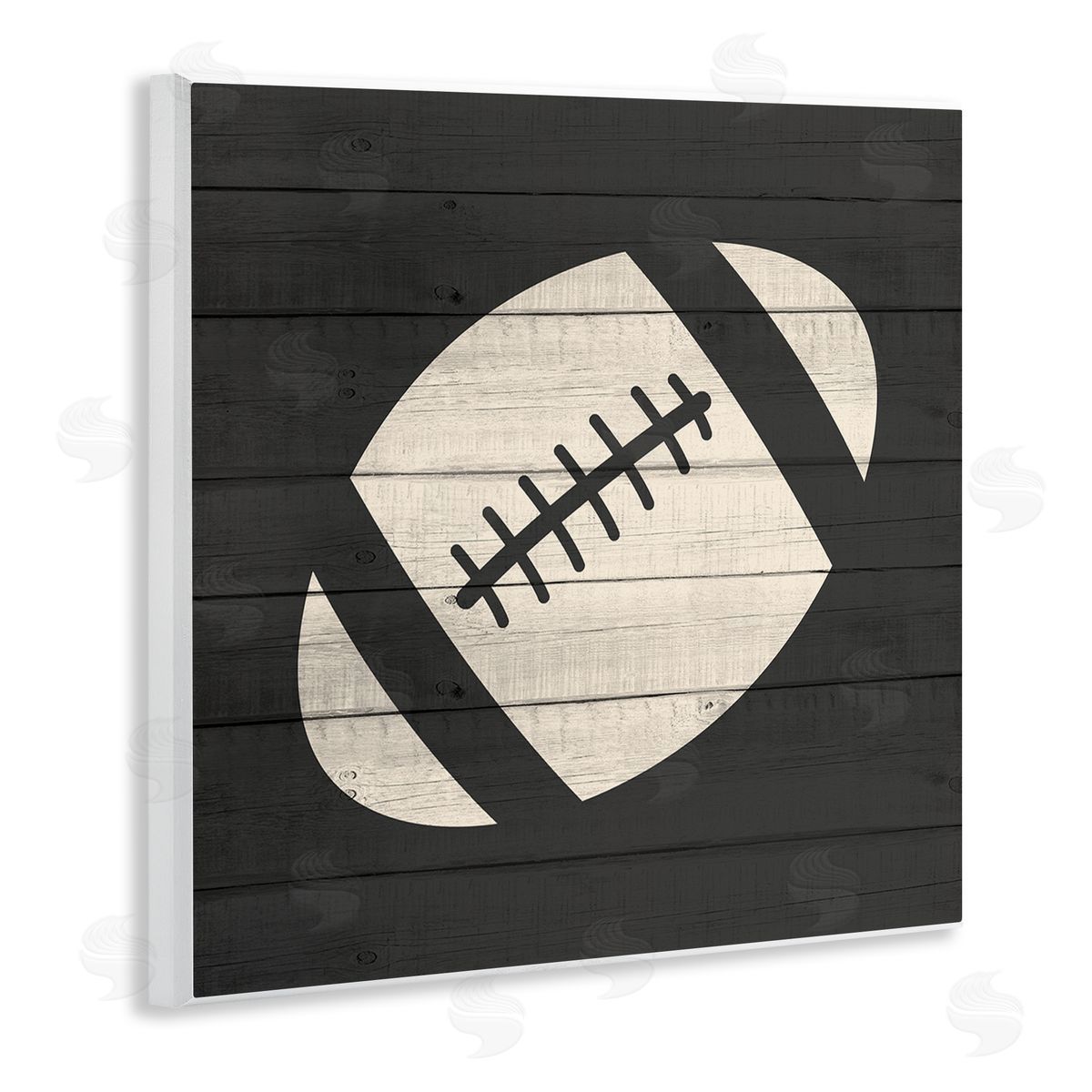 Kim Allen Football Shape Sports Planked Country Pattern Wooden Wall Plaque Art Print