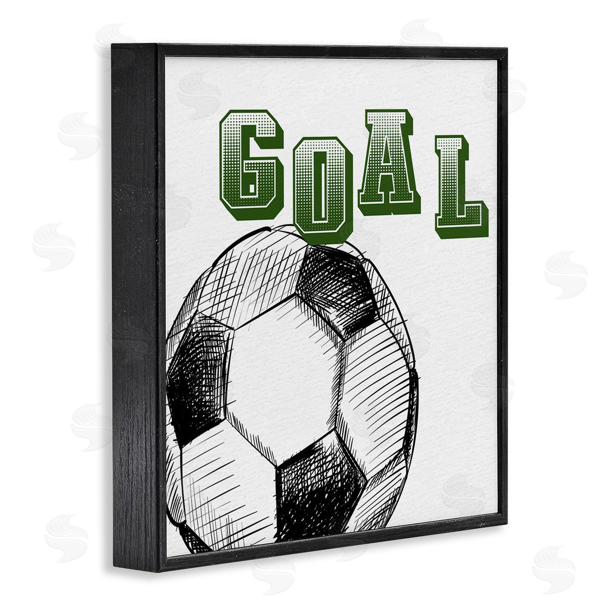 Kim Allen Goal Soccer Ball Sports Green Varsity Typography Black Framed Glicee Wall Art Print
