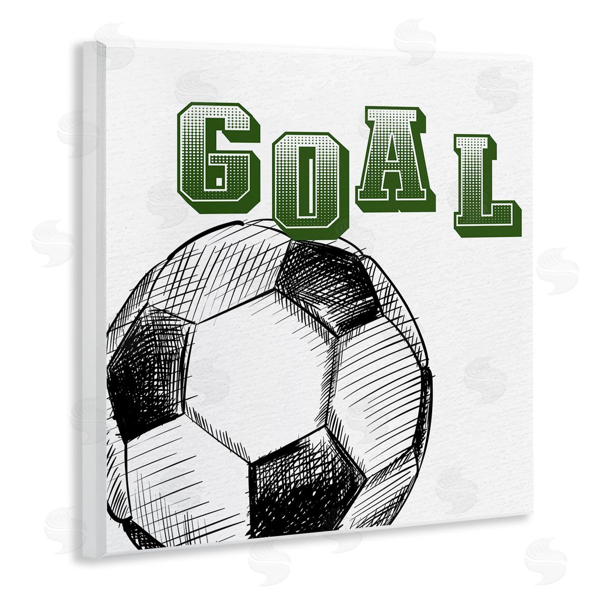 Kim Allen Goal Soccer Ball Sports Green Varsity Typography Wooden Wall Plaque Art Print
