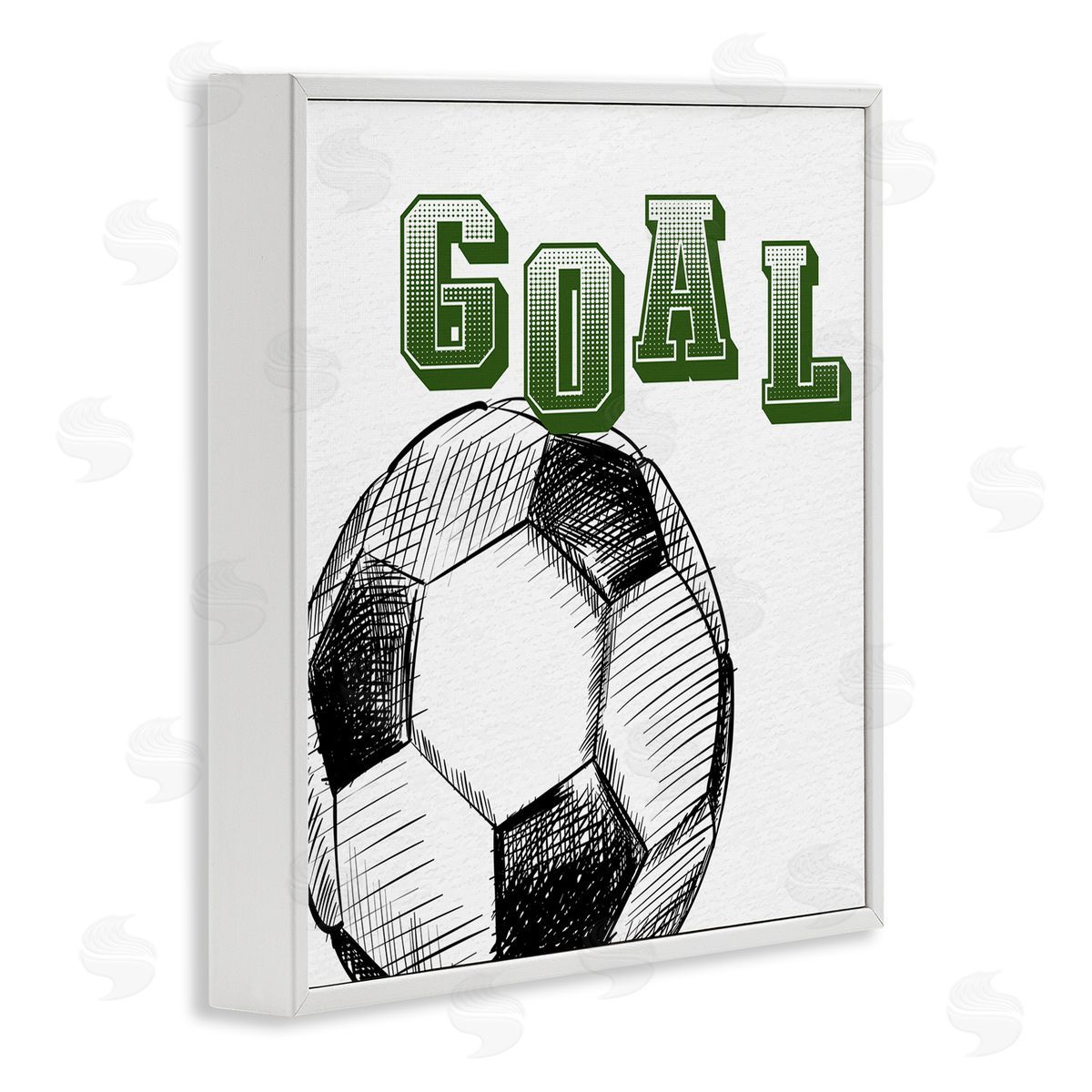 Kim Allen Goal Soccer Ball Sports Green Varsity Typography White Framed Glicee Wall Art Print