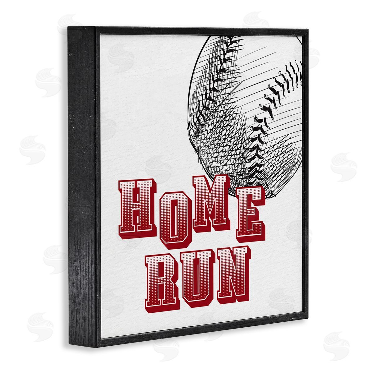 Kim Allen Home Run Baseball Sports Ball Red Varsity Typography Black Framed Glicee Wall Art Print