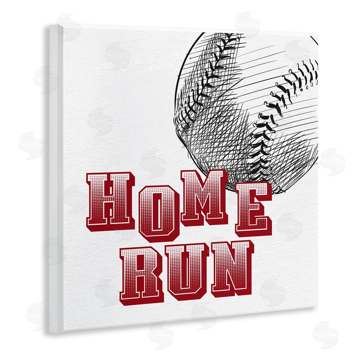 Kim Allen Home Run Baseball Sports Ball Red Varsity Typography Wooden Wall Plaque Art Print