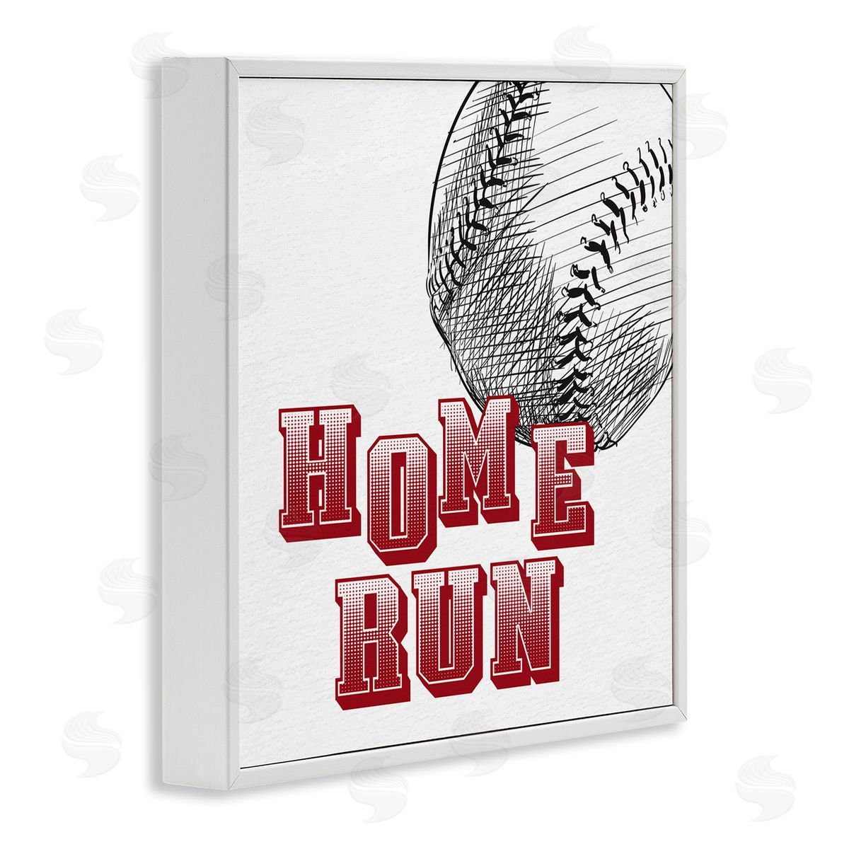 Kim Allen Home Run Baseball Sports Ball Red Varsity Typography White Framed Glicee Wall Art Print