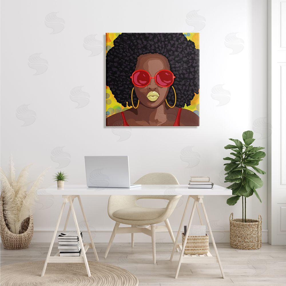 Marcus Prime Modern Glamour Pop Cosmetic Female Portrait Bold Lips Canvas Wall Art in Room