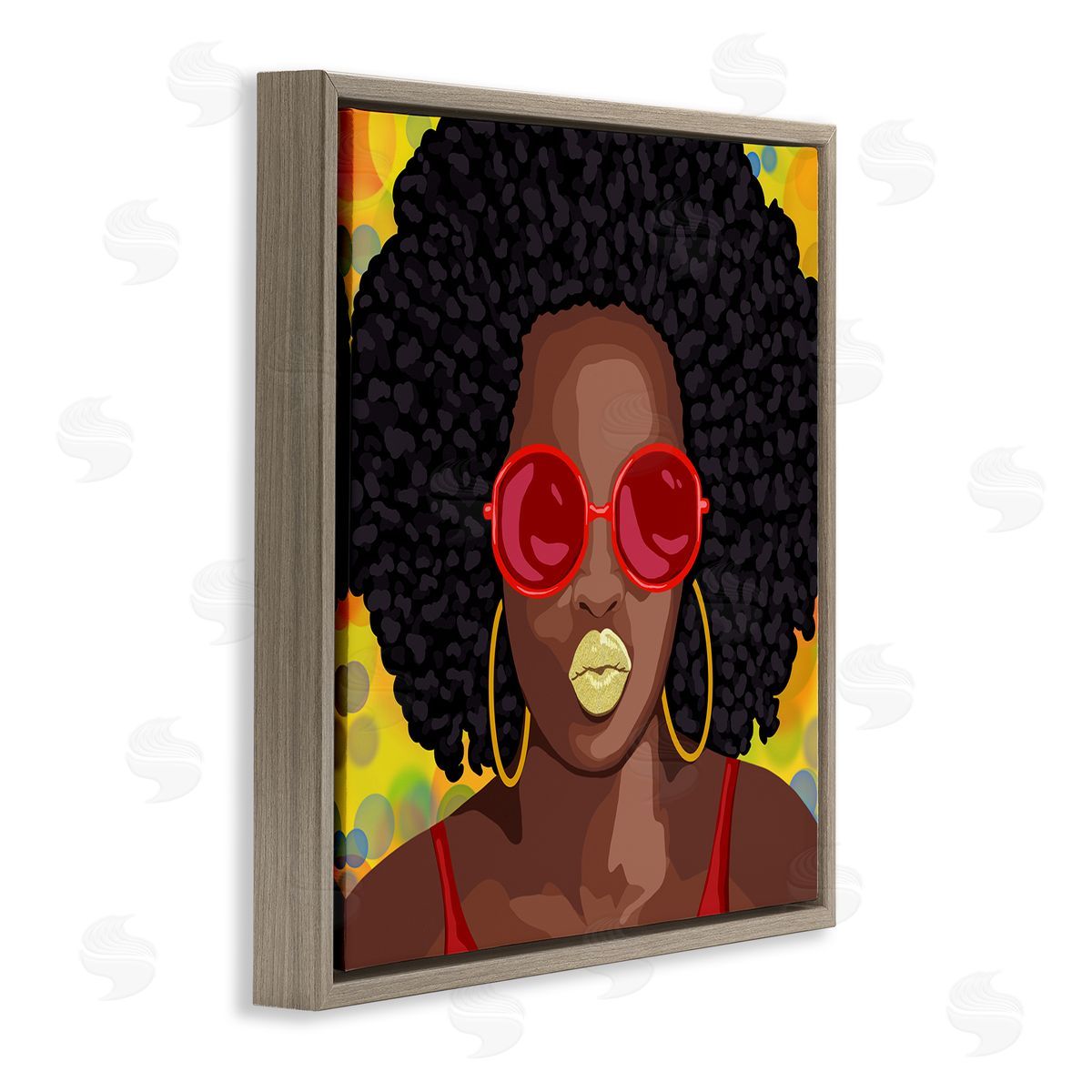 Marcus Prime Modern Glamour Pop Cosmetic Female Portrait Bold Lips Brown Floating Frame Canvas Wall Art Print